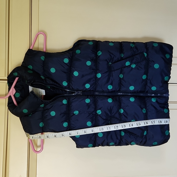 Old Navy Kids Puffer Vest,  Navy Blue with Green Dots , Size (M) - Picture 6 of 6